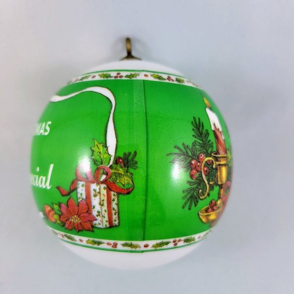 1986 Christmas Ornament Ball Silk Satin Merry Christmas To Someone Special Green - Picture 6 of 9